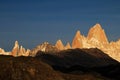 Fitz Roy and Cerro Torre mountainline at sunrise, Patagonia, Argentina Royalty Free Stock Photo