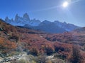 Fitz Roy Majesty: Argentina's Iconic Mountain Peaks, El Chalten, autumn landscape, midday