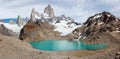 Fitz Roy mountain and Laguna de los Tres panoramic view of scenery with no people, Patagonia, Argentina Royalty Free Stock Photo
