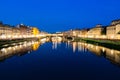 Fiume Arno river Florence Italy at night Royalty Free Stock Photo