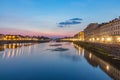 Fiume Arno river Florence Italy at night Royalty Free Stock Photo