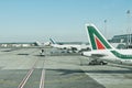 Fiumicino airport alitalia and air france aircraft Royalty Free Stock Photo