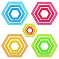 Five abstract emblem set made of glossy hexagons Royalty Free Stock Photo