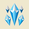 Five abstract geometric blue and white crystal shapes on a cream background vector Royalty Free Stock Photo