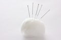 Five acupuncture needles in cotton wool