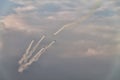 Five airplanes formation at an air show Royalty Free Stock Photo