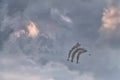 Five airplanes formation at an air show