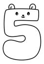 Five - Animal Font Number 5 with Beaty Ears on the top and Smiling Face