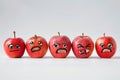 Five apples with faces painted on them Royalty Free Stock Photo