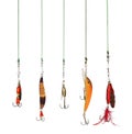 Five artificial angling baits Royalty Free Stock Photo
