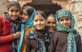 Five Asian Indian Young Girls Posing For Picture