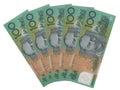 Five Australian 100 dollar notes