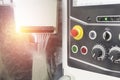 The five-axis CNC machine and lighting effect Royalty Free Stock Photo