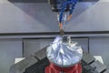 Five axis CNC machining center cutting jet engine turbine