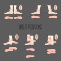 Five ballet position, illustration of legs with points, Royalty Free Stock Photo