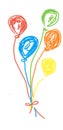 Five balloons colorful. White background