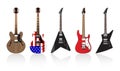 Five beautiful electric guitars Royalty Free Stock Photo