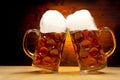 Five Beer Glasses on the Wooden Table Royalty Free Stock Photo