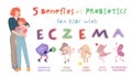 Five benefits of probiotics for kids with eczema.