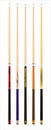 Five billiard cues