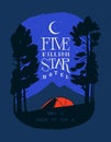 Five billion star hotel - red tent in the forest in front of the mountain peak at night under the stars - travel motivation