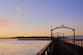 Five birds perch on arch of White Rock`s pier, BC