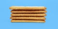 Five biscuits overlap with a blue background