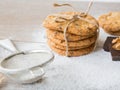 Five biscuits with wallnuts and chocolate chips