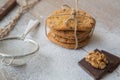 Five biscuits with wallnuts and chocolate chips