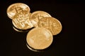 Bitcoins coins on black background Royalty Free Stock Photo