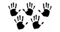 Five black handprints vector illustration isolated on white background simple design Royalty Free Stock Photo