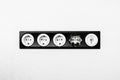 Five black white sockets in the white wall Royalty Free Stock Photo