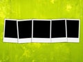 Five Blank Photos on Green Background Royalty Free Stock Photo