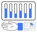 Laboratory Test Tubes, Open Hand, and Data Analysis Chart in Minimalist Style Royalty Free Stock Photo