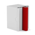 Five books with blank box cover on white background. Isolated 3D illustration