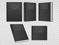 Five books mockup color black icons