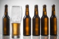 Five bottles and half-empty glass Royalty Free Stock Photo