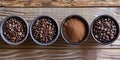 Five Bowls Filled With Different Types of Coffee Beans Royalty Free Stock Photo