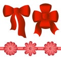 Five bright red bows of different shapes Royalty Free Stock Photo