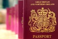 Five British United Kingdom European Union Biometric passports q Royalty Free Stock Photo