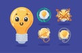 five bulbs ideas icons Royalty Free Stock Photo
