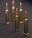 Five .223 bullets Royalty Free Stock Photo