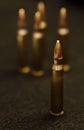 Five .223 bullets Royalty Free Stock Photo