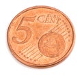 Five cents on a white background Royalty Free Stock Photo