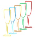 Five champagne glasses, business logo, winery concept, stock vector illustration Royalty Free Stock Photo