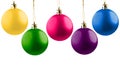 Five cheerful Christmas balls.