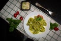 Five Cheeses ravioli with pesto