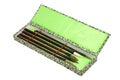 Five Chinese Calligraphy Brushes in Ornamental Box