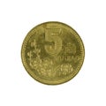 Five chinese jiao coin 1999 isolated