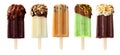 Five Chocolate Themed Popsicles Isolated On White